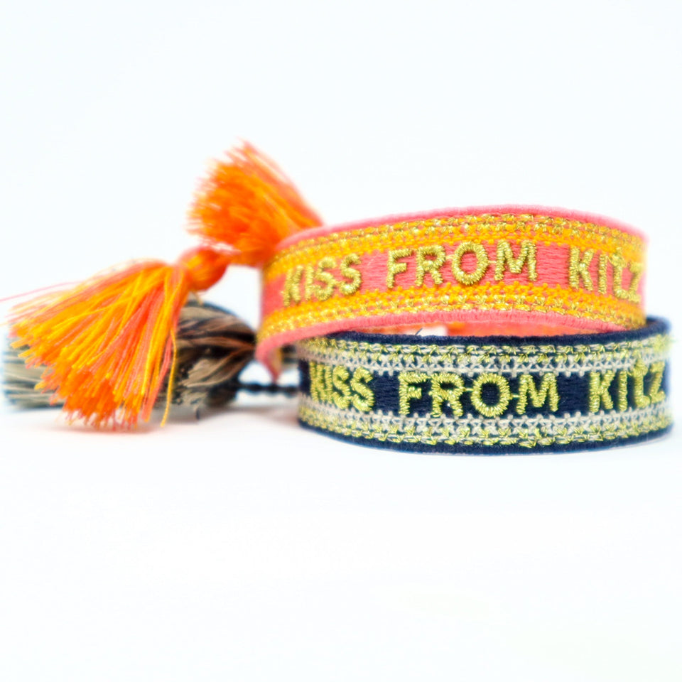 KISS from KITZ WOVEN BRACELET GOLDEN TEXT