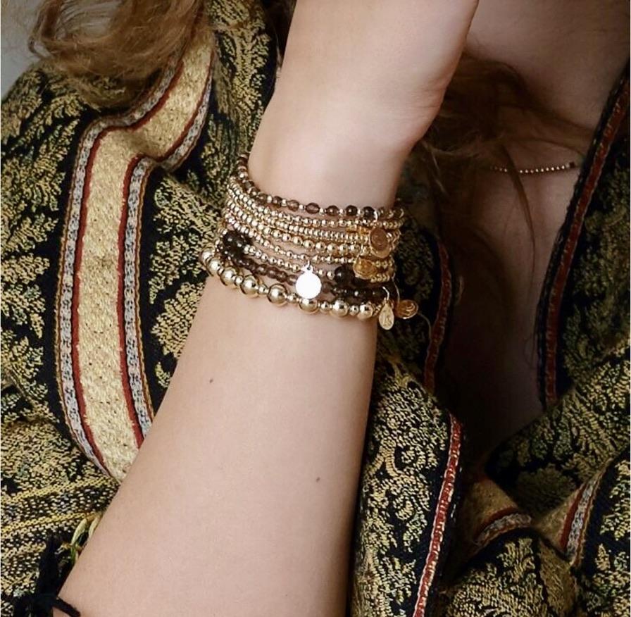 SEIDLALM ARMBAND SMOKEY BRAUN QUARTZ MIX GOLDFARBIGEN PERLEN