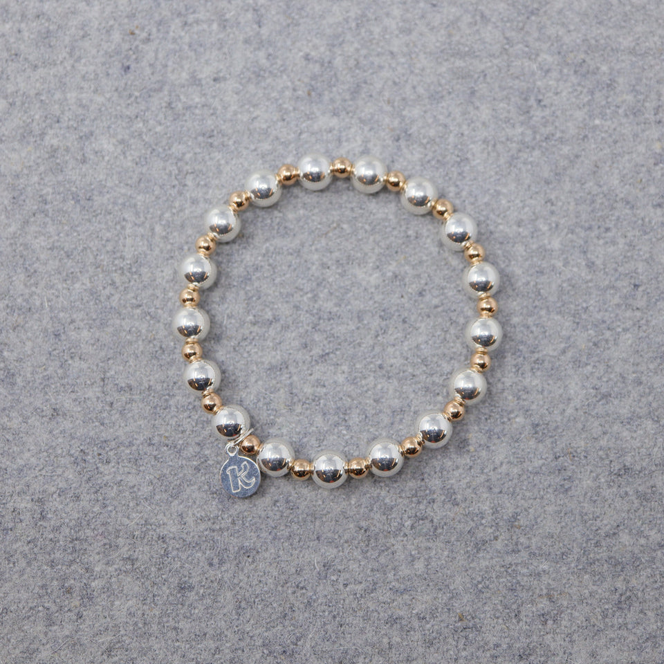versilbertes-rosévergoldetes Perlen Armband