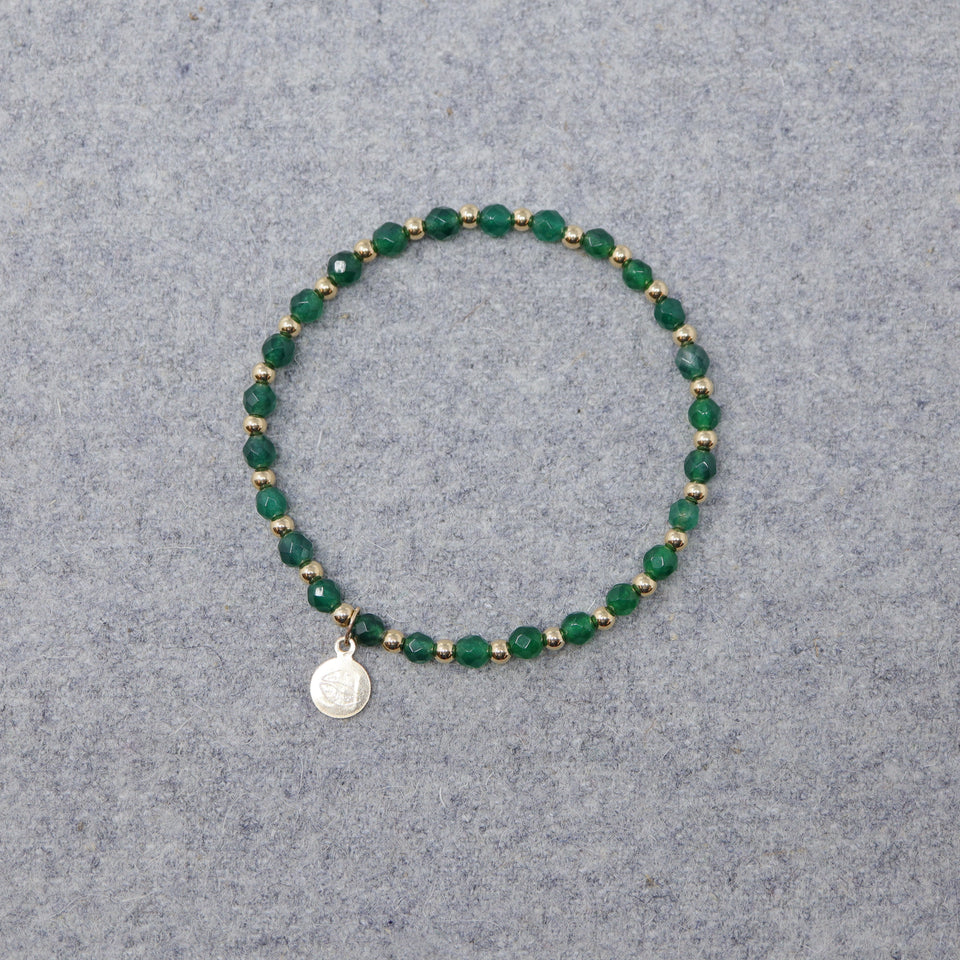 SEIDLALM ARMBAND SMARAGD GRÜN QUARTZ MIX GOLDFARBIGEN PERLEN