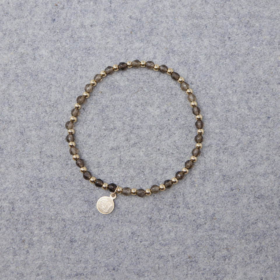 SEIDLALM ARMBAND SMOKEY BRAUN QUARTZ MIX GOLDFARBIGEN PERLEN
