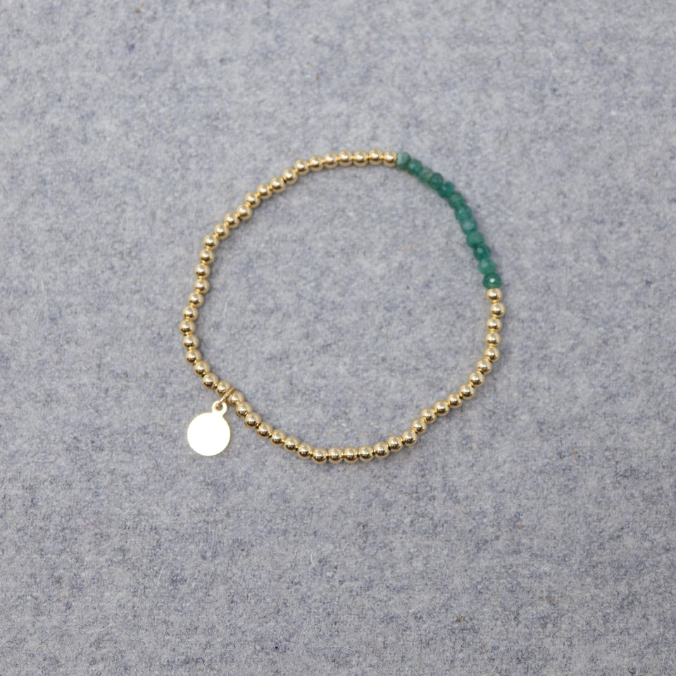 Armband vergoldete Perlen mit Natursteinen "Streif"