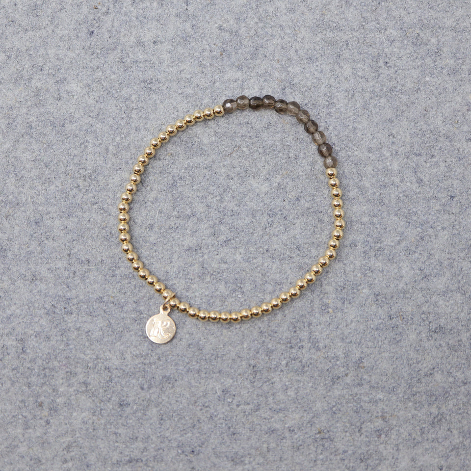 Armband vergoldete Perlen mit Natursteinen "Streif"