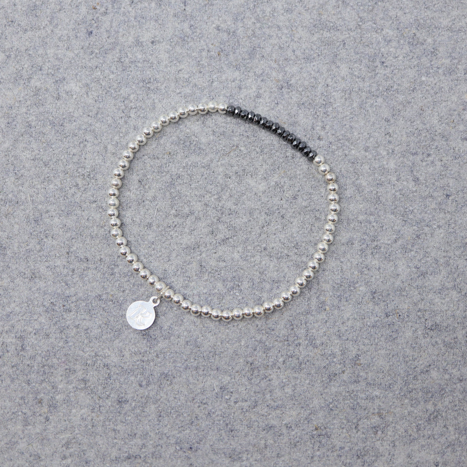 Versilbertes Perlen Armband mit Naturstein "Streif"