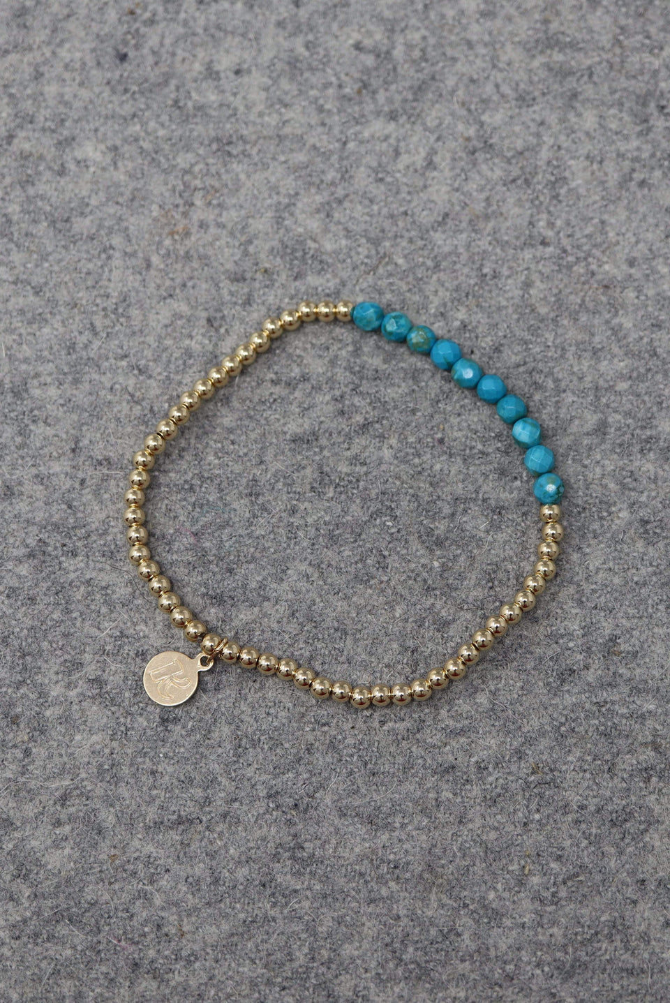 Armband vergoldete Perlen mit Natursteinen "Streif"
